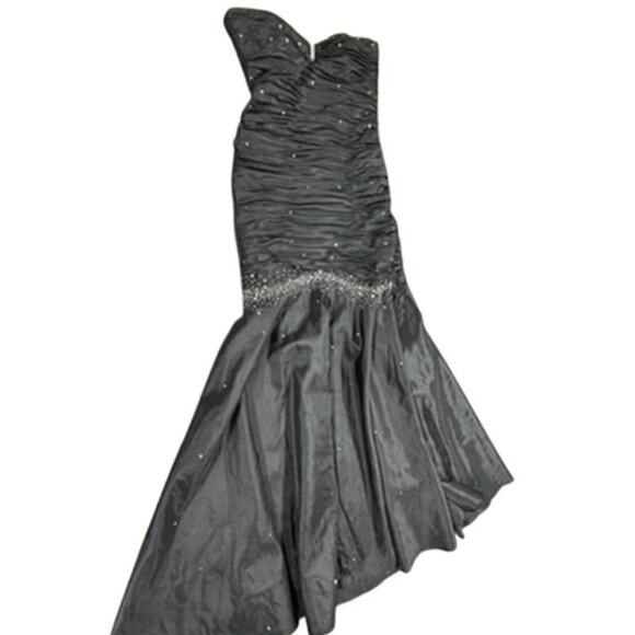 "JUMP APPAREL" VTG Prom Ballgown Bedazzled Dress SZ 3/4 1980s Mermaid Bling Sexy - Picture 4 of 12